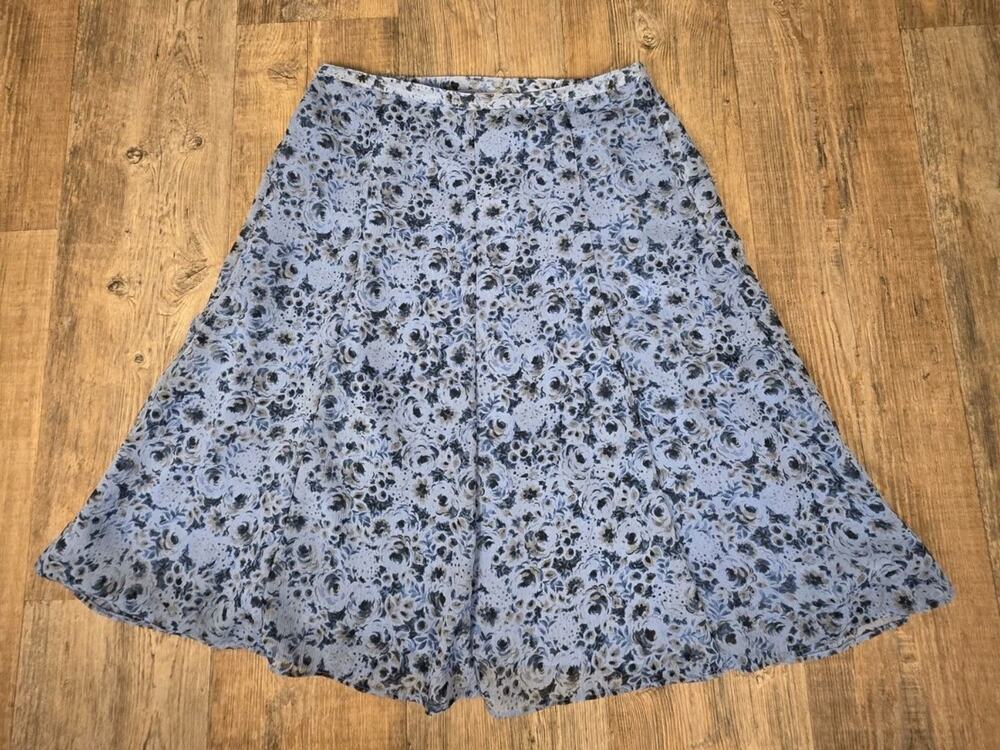 Jaclyn Smith Women's Large Skirt Blue Floral Romantic Knee Length Classic Soft